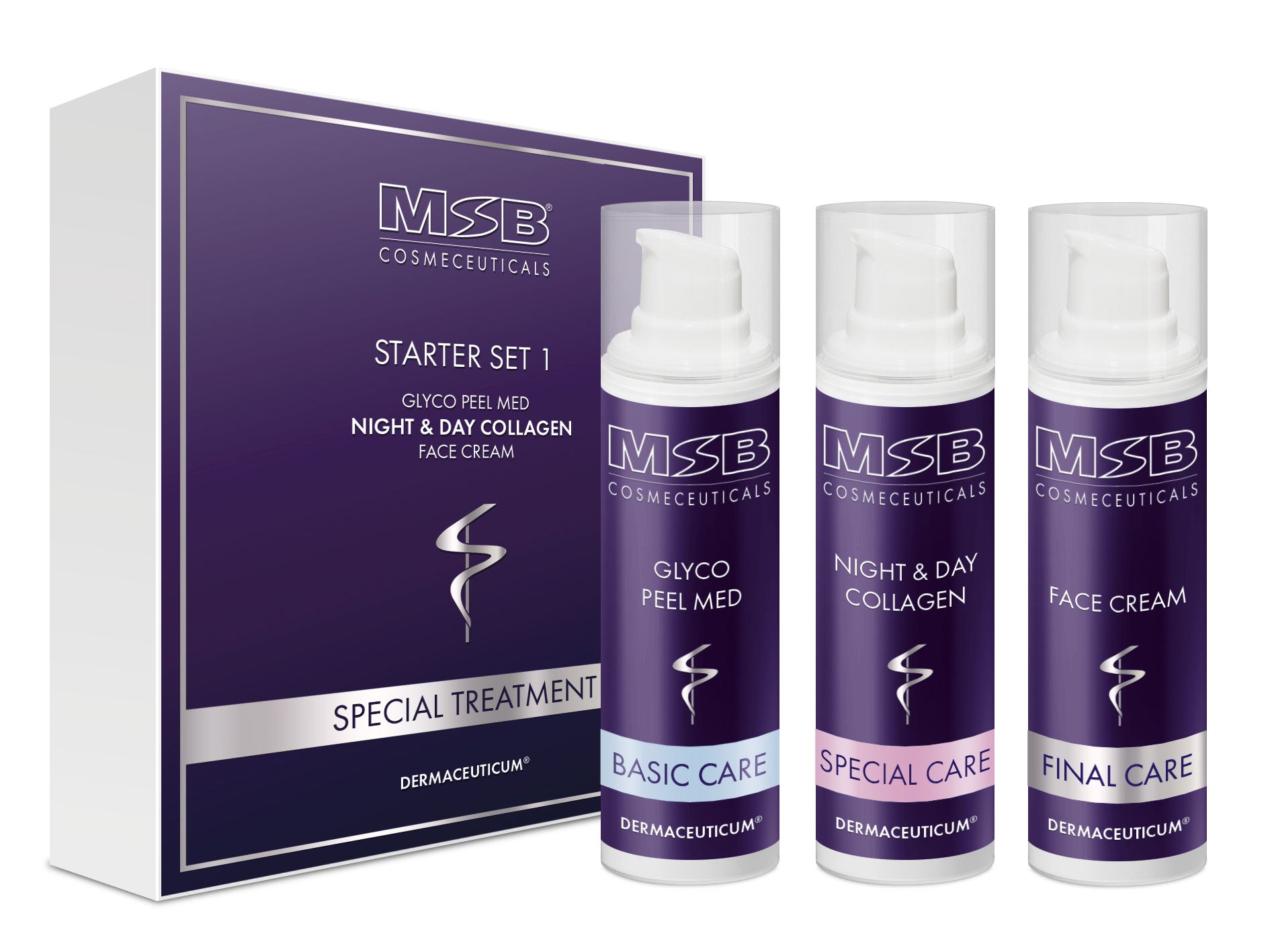 MSB Starter Set 1 - MSB Glyco Peel med | MSB Night &amp; Day Collagen | MSB Face Cream