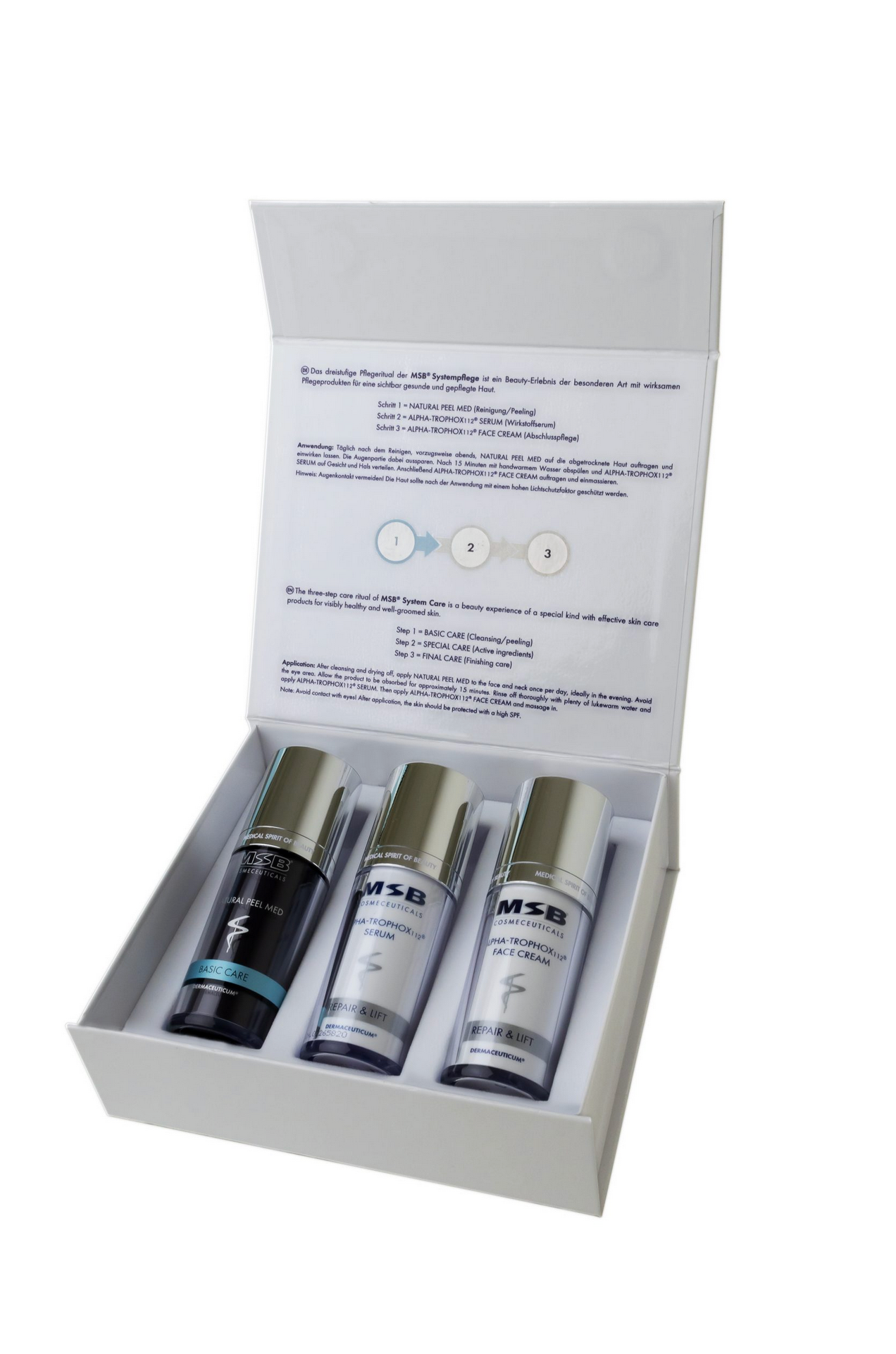 MSB ALPHA-TROPHOX112® Set: Natural Peel Med I ALPHA-TROPHOX112® Serum and ALPHA-TROPHOX112® Face Cream